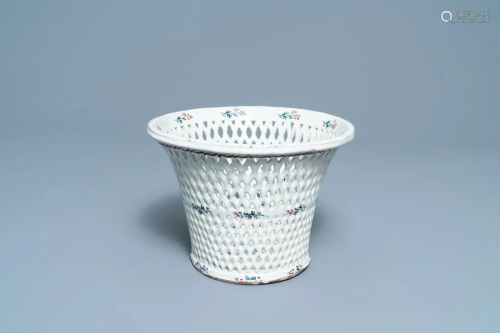 A large Brussels faience reticulated basket with 'ˆ la