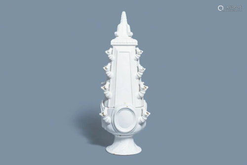 An impressive white Delftware pyramidal tulip vase, ca.