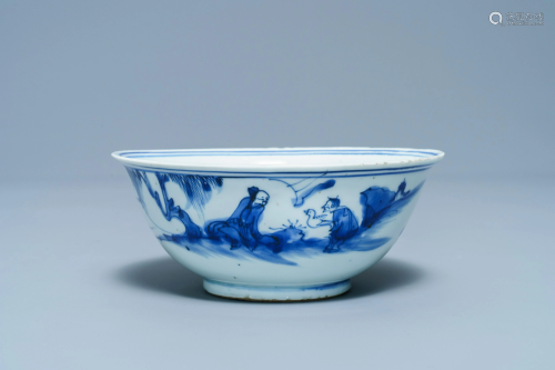 A Chinese blue and white 'Wang Xizhi' bowl,
