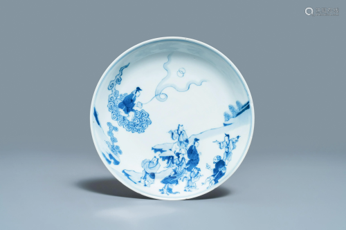 A Chinese blue and white 'Immortals' plate, Yongzheng