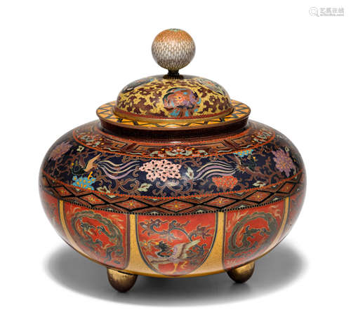 A cloisonné-enamel kogo (incense burner) Meiji era (1868-1912), circa 1890