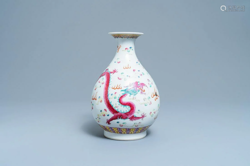 A Chinese famille rose 'dragon and phoenix' vase,