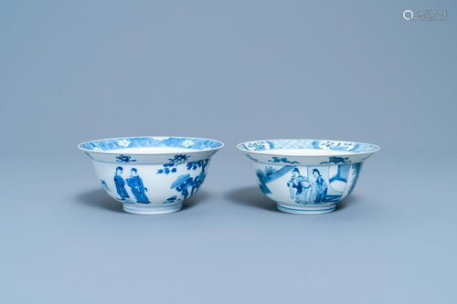 Two Chinese blue and white klapmuts bowls, Kangxi