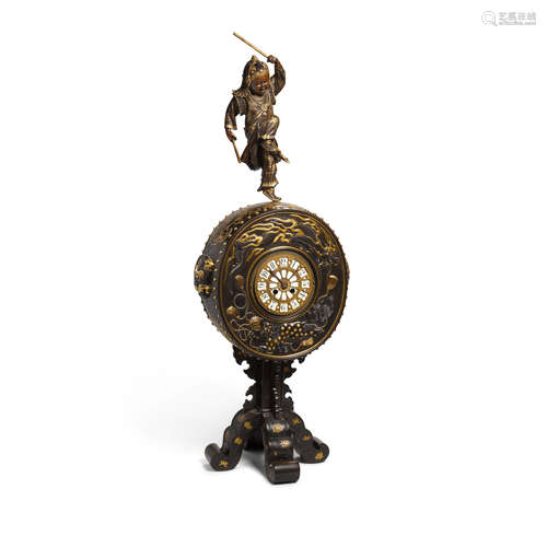 An impressive bronze and mixed-metal clock Meiji era (1868-1912), late 19th century