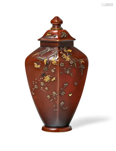 Nogawa Company (late 19th century) An inlaid-bronze vase and cover Meiji era (1868-1912), circa 1890