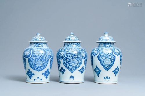 Three Chinese blue and white Islamic market vases and