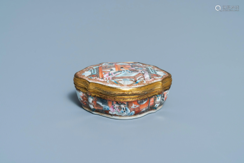 A Chinese gilt-mounted famille rose snuff box, Qianlong