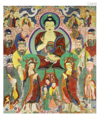 Anonymous Buddha and attendants 20th century