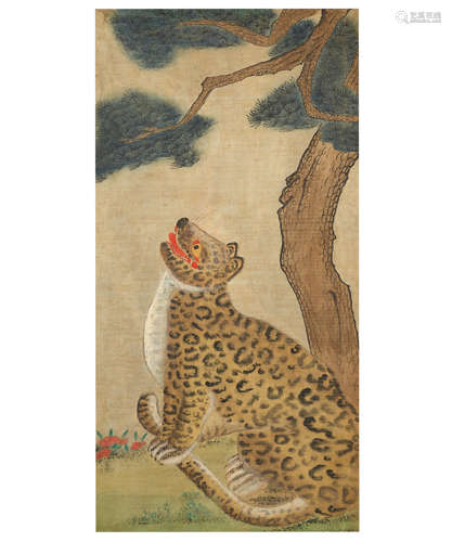 Anonymous Leopard and pine tree Joseon dynasty (1392-1897), 19th century