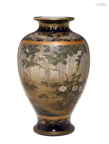 Kinkozan Workshop (late 19th century) A large cobalt Satsuma vase Meiji era (1868-1912), late 19th century