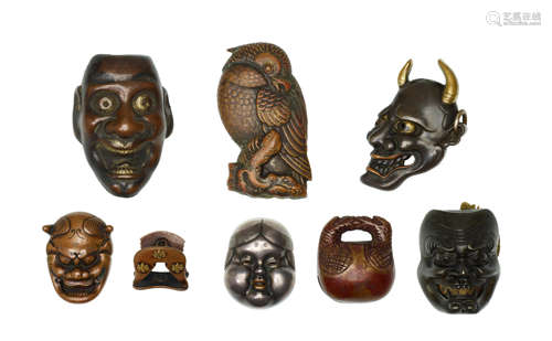 A group of eight metal netsuke Edo period (1615-1868) or Meiji era (1868-1912), 19th/20th century