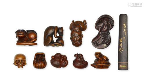 A group of ten wood netsuke Edo period (1615-1868) or Meiji era (1868-1912), 19th/20th century