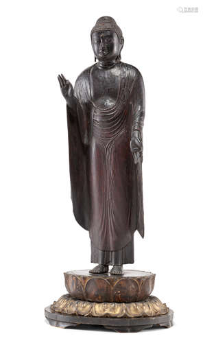 An important lacquered wood figure of Amida Nyorai Heian Period (792-1185), 12th century