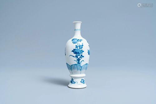 A Chinese blue and white vase with floral design,