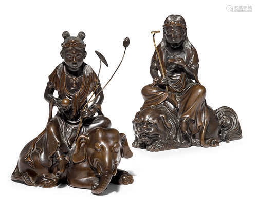 A set of bronze figures of bosatsu (bodhisattvas) Meiji era (1868-1912), late 19th century