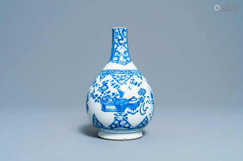 A Chinese blue and white bottle vase, Kangxi