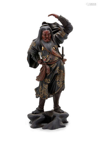 A WOOD model OF A MYTHICAL FIGURE, POSSIBLY IZANAGI Meiji era (1868-1912), late 19th century