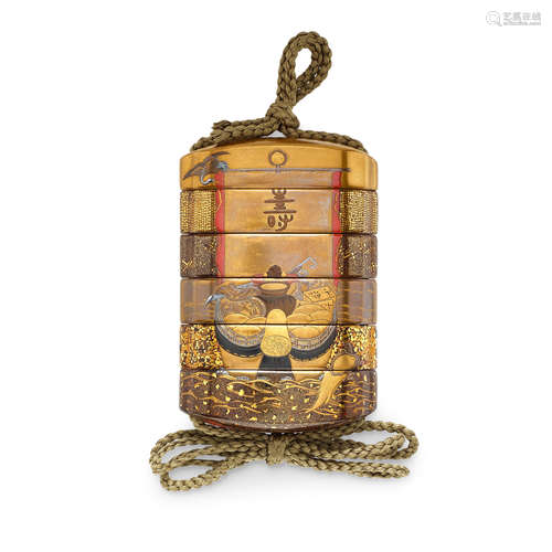 Kajikawa lineage (19th century) A fine five-case lacquer inro Edo period (1615-1868), 19th century