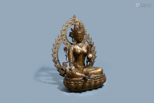 An exceptionally large bronze figure of the White Tara,