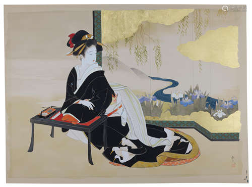 MORITA HARUYO (born 1945) Seated Courtesan Showa (1926-1989) or Heisei (1989-2019) era, late 20th/early 21st century