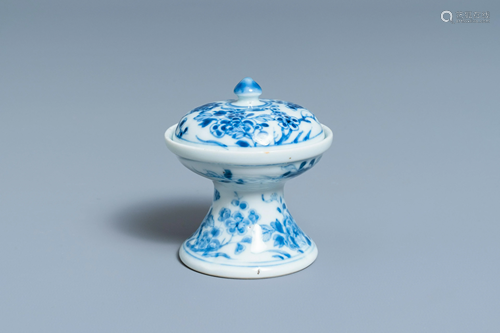 A Chinese blue and white salt with cover, Kangxi