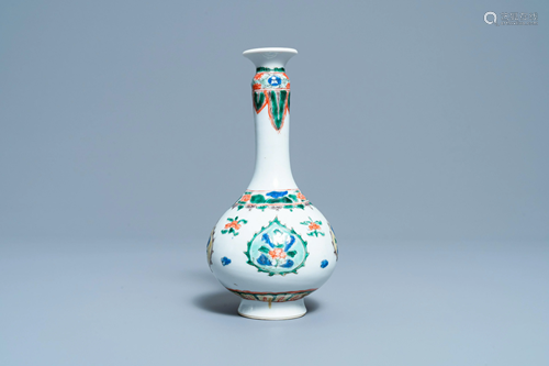 A Chinese famille verte bottle vase, Kangxi