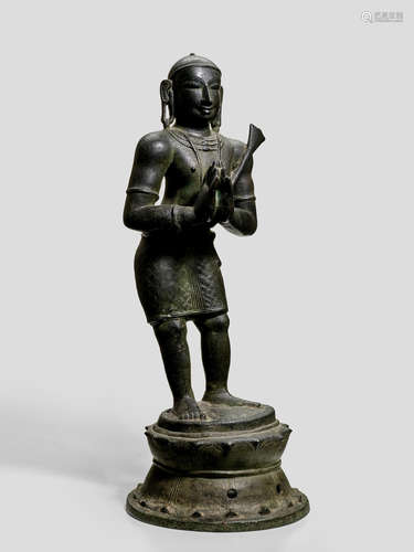 A COPPER ALLOY FIGURE OF APPAR TAMIL NADU, VIJAYANAGARA PERIOD, CIRCA 15TH CENTURY