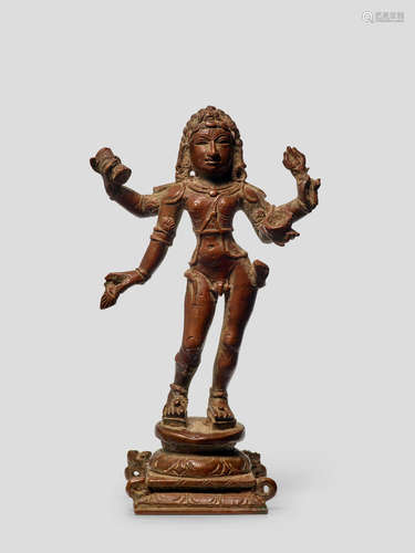 A COPPER ALLOY FIGURE OF BHIKSHATANA TAMIL NADU, VIJAYANAGARA PERIOD, CIRCA 15TH CENTURY