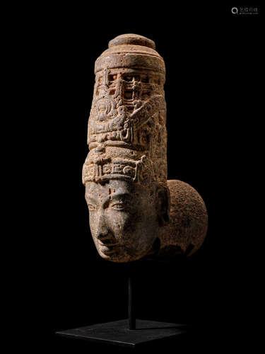 A GRANITE HEAD OF VISHNU TAMIL NADU, PALLAVA OR EARLY CHOLA PERIOD, 9TH CENTURY