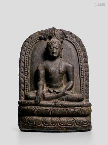 A BLACKSTONE STELE OF BUDDHA NORTHEASTERN INDIA, BIHAR, PALA PERIOD, 9TH/10TH CENTURY