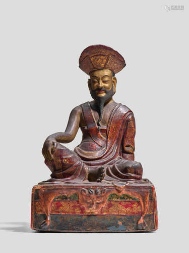 A POLYCHROMED CLAY FIGURE OF ZHABDRUNG NGAWANG NAMGYAL BHUTAN, CIRCA 18TH CENTURY