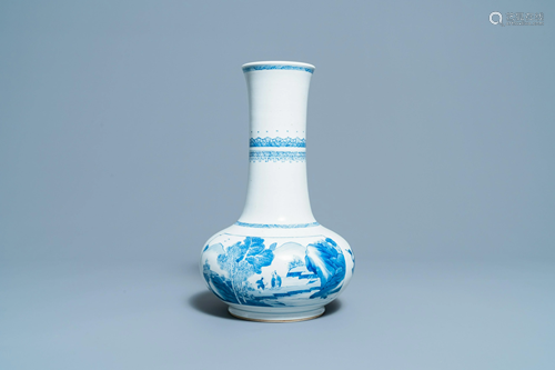 A Chinese blue and white bottle vase, Kangxi