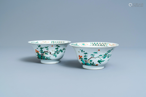 A pair of Chinese famille verte bowls, Kangxi