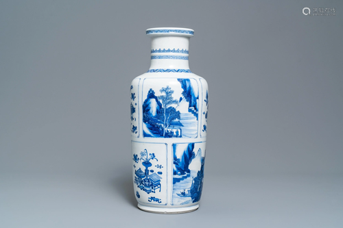 A Chinese blue and white 'antiquities and landscapes'