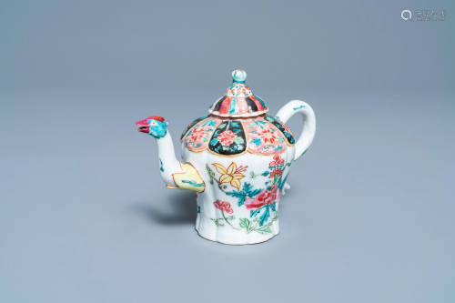 A Chinese famille rose phoenix-spouted teapot and