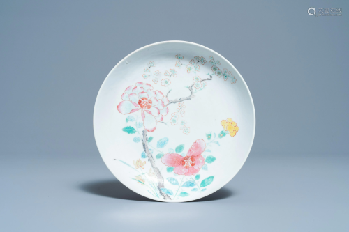 A Chinese famille rose plate with floral design,