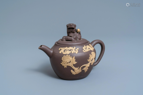 A bichrome Chinese Yixing stoneware teapot and cover