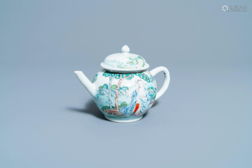 A Chinese famille rose 'erotical subject' teapot and