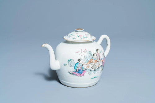 A Chinese famille rose teapot and cover, Guangxu mark