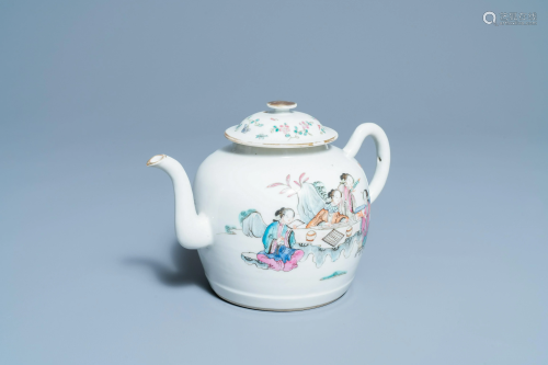 A Chinese famille rose teapot and cover, Guangxu mark