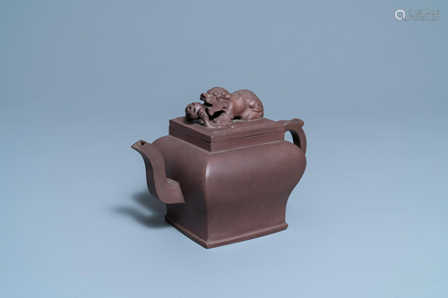 A large Chinese Yixing stoneware teapot and cover,