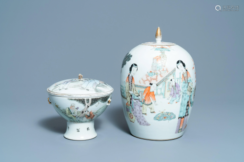A Chinese qianjiang cai covered bowl and a jar, 19/20th