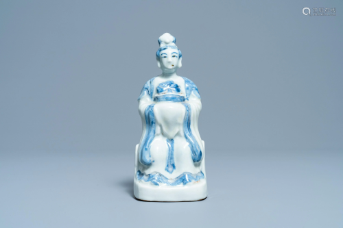 A Chinese blue and white figure of a lady, Wanli