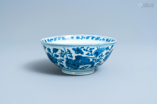A Chinese blue and white 'Buddhist lion' bowl, Chenghua