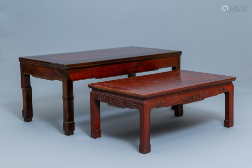 Two Chinese rectangular wooden 'kang' tables, 19/20th