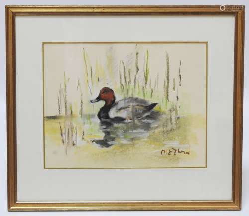 皮埃尔-埃米尔-索兰(1904-1983)鸭子粉彩右下角有签名21x27厘米（见图）