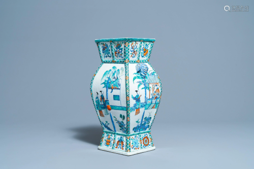 A Chinese doucai vase with elephant handles,