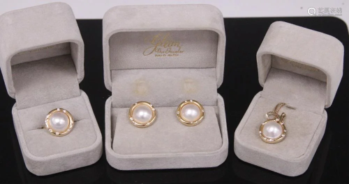 LADYS 14KT MABE PEARL & DIAMOND SUITE