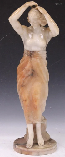 ART NOUVEAU CARVED ALABASTER FIGURAL STATUE