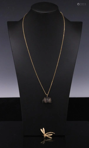 18KT-14KT LADYS FIGURAL NECKLACE & PIN